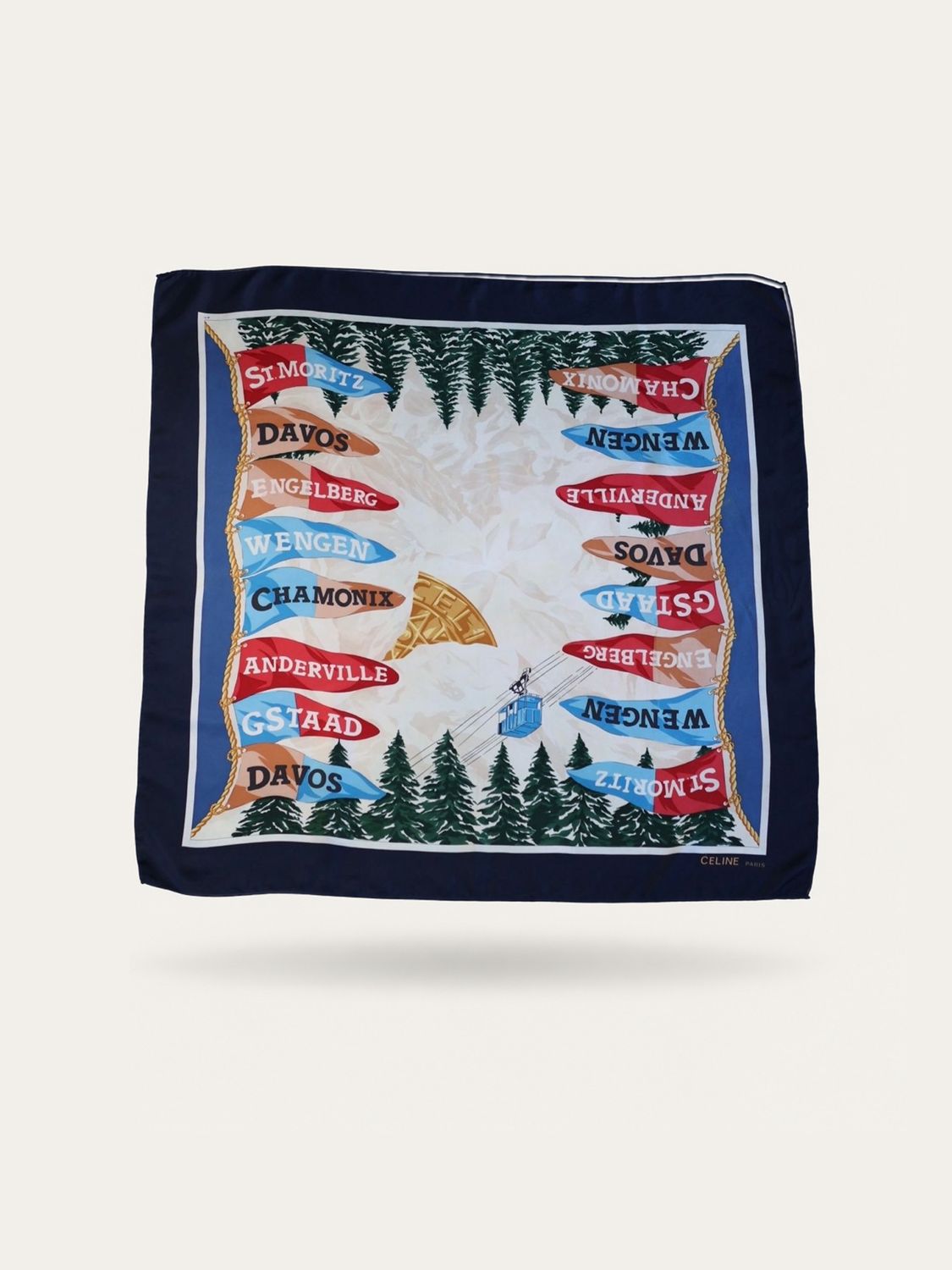 Celine Ski Resorts Silk Scarf