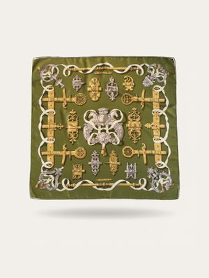 Hermès Ferronnerie Olive Green Silk Scarf
