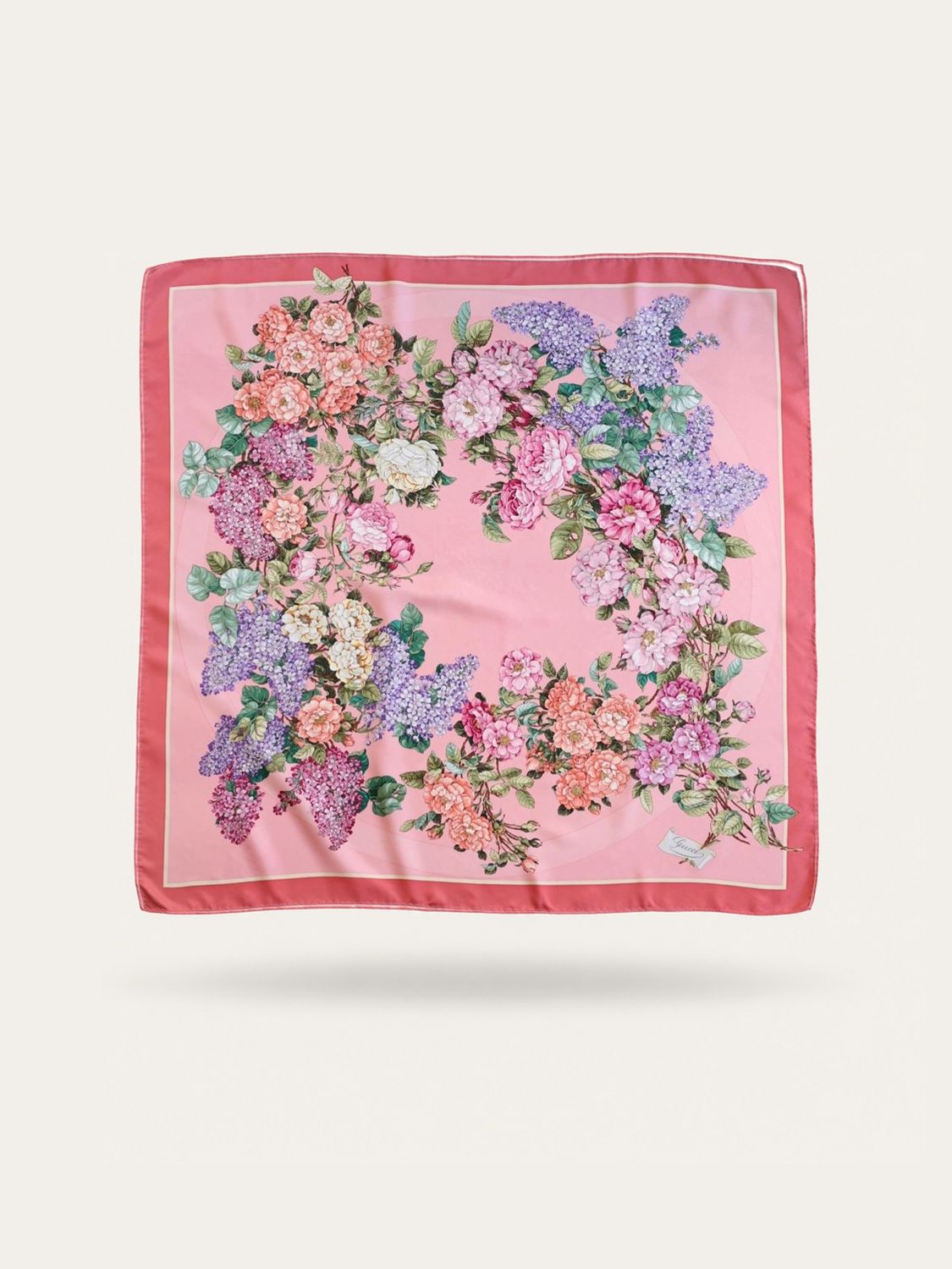 Gucci Flora Rose &amp; Lilac Silk Scarf