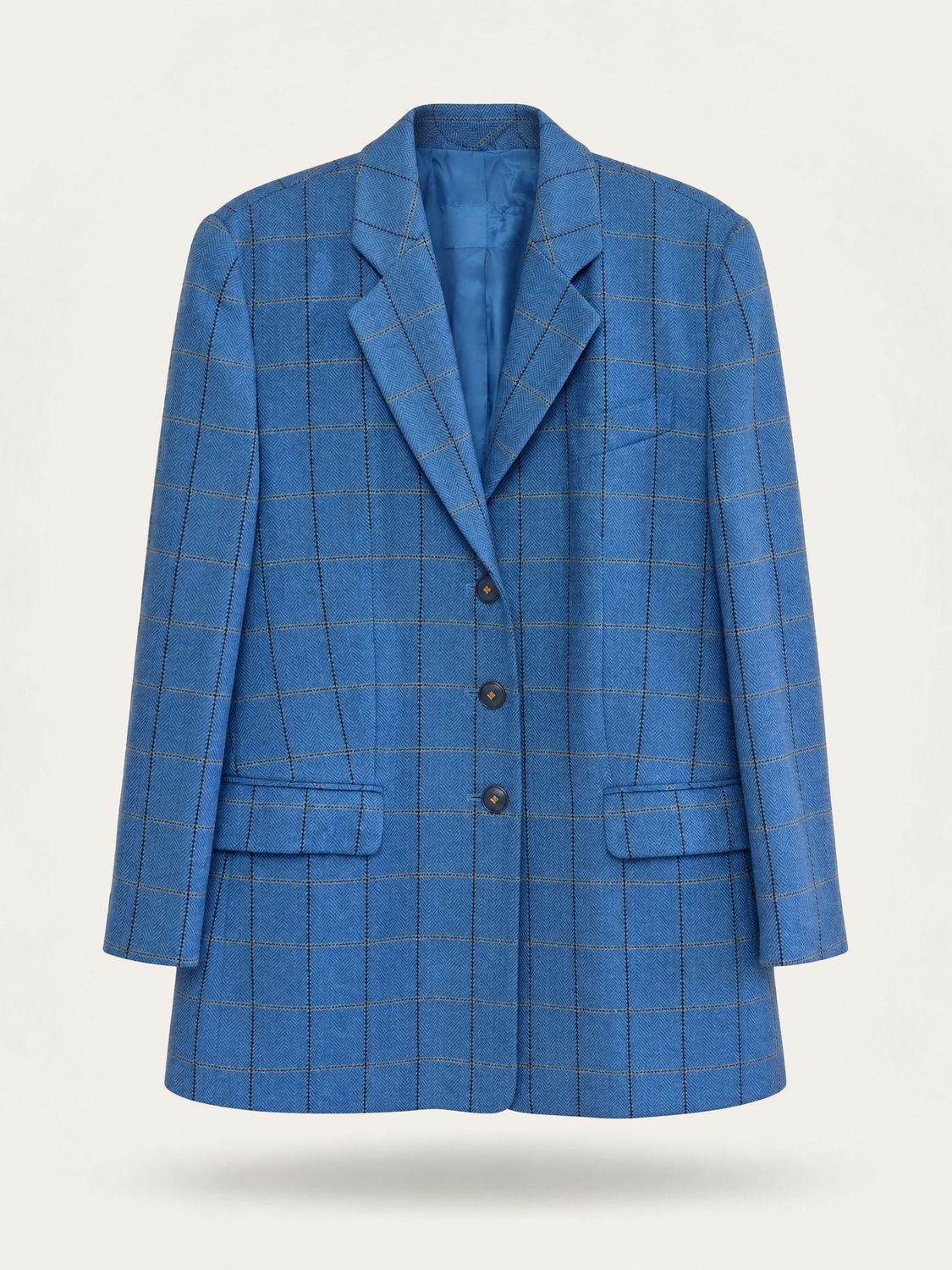 Vintage Blue Checked Wool &amp; Cashmere Blazer