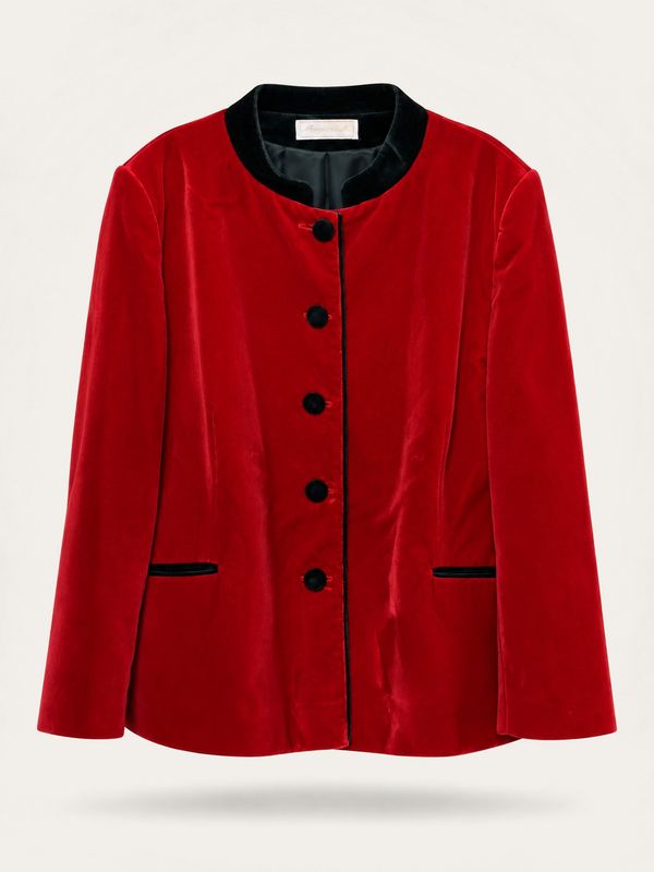 Marguerite M. Red Velvet Blazer