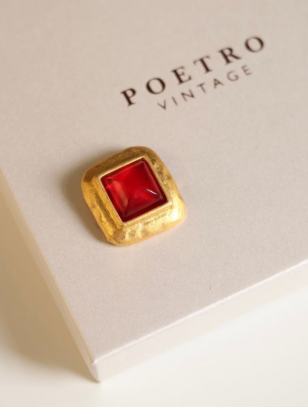 Lancôme Red Glass Brooch Pendant