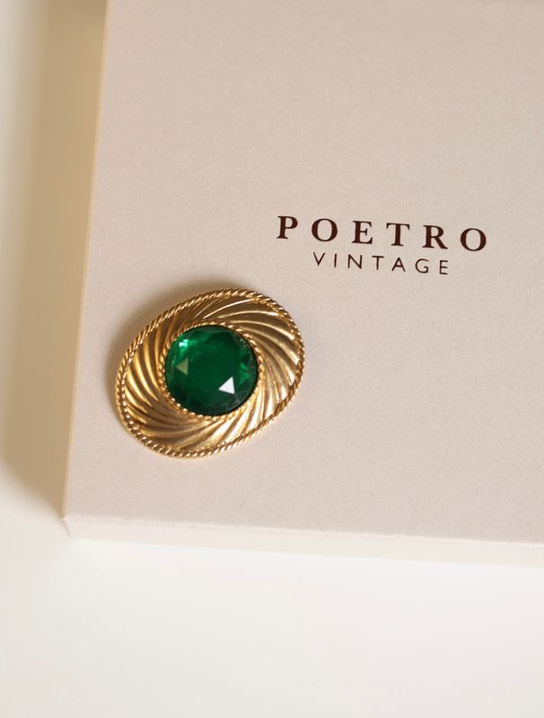 Ungaro Emerald Green Brooch