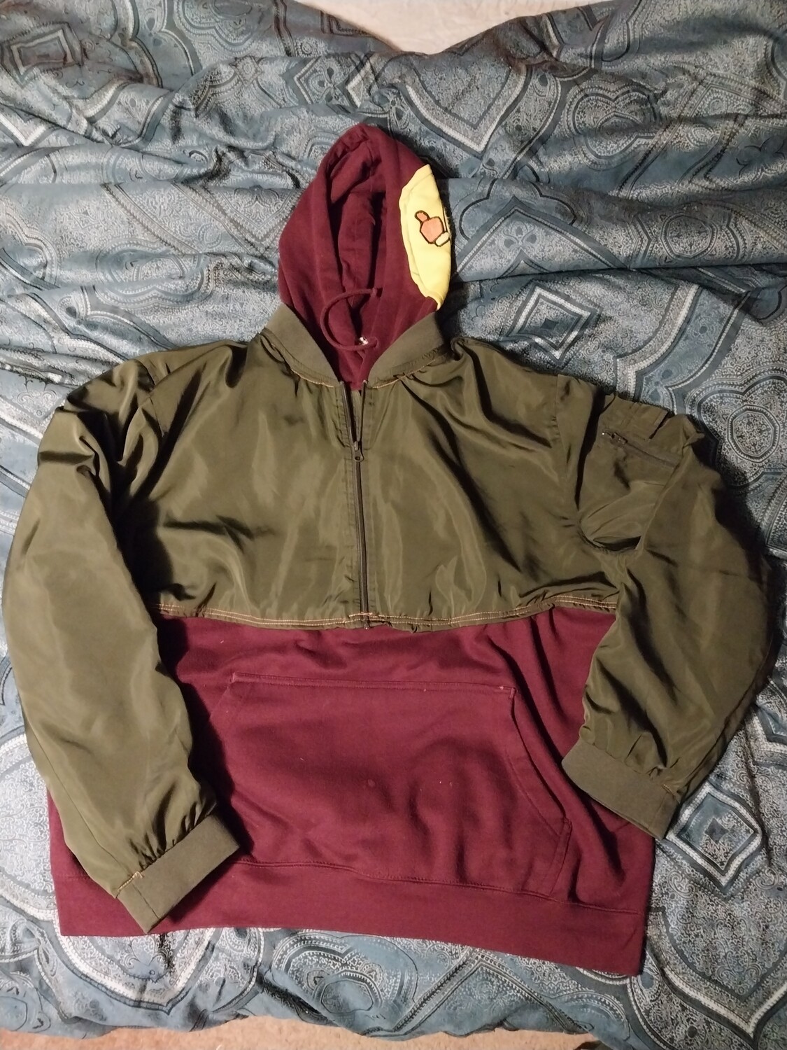 Upcycled hoodie bomber