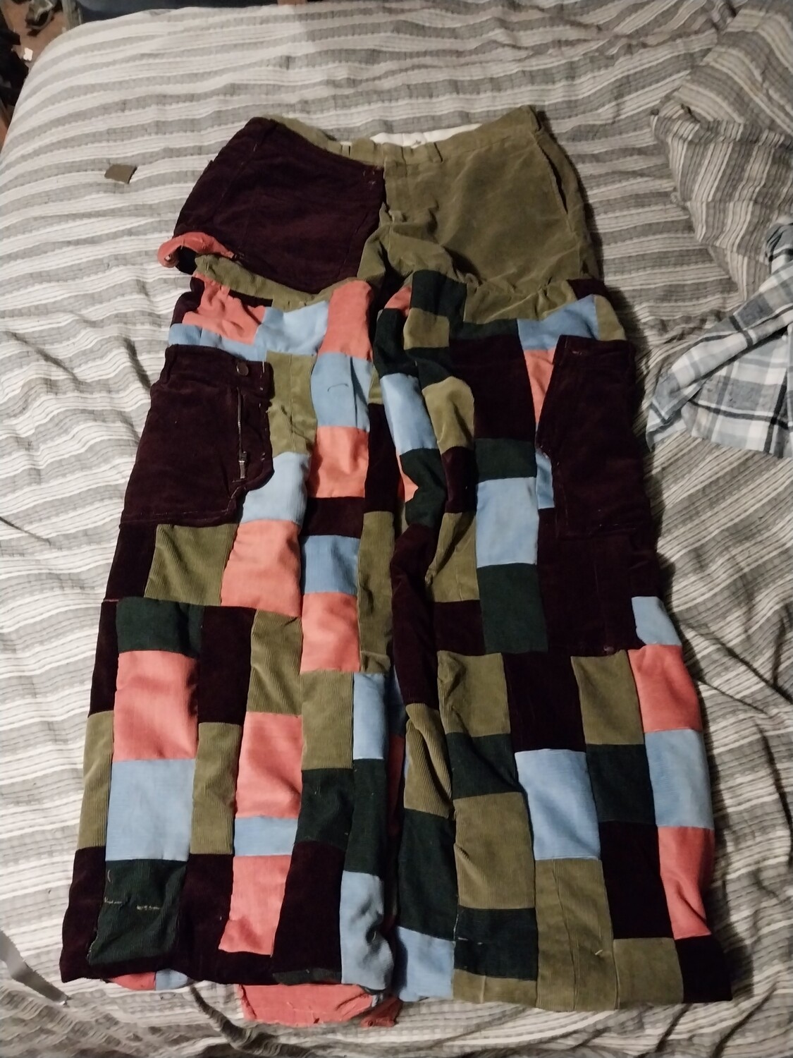 Patchwork corduroy pants