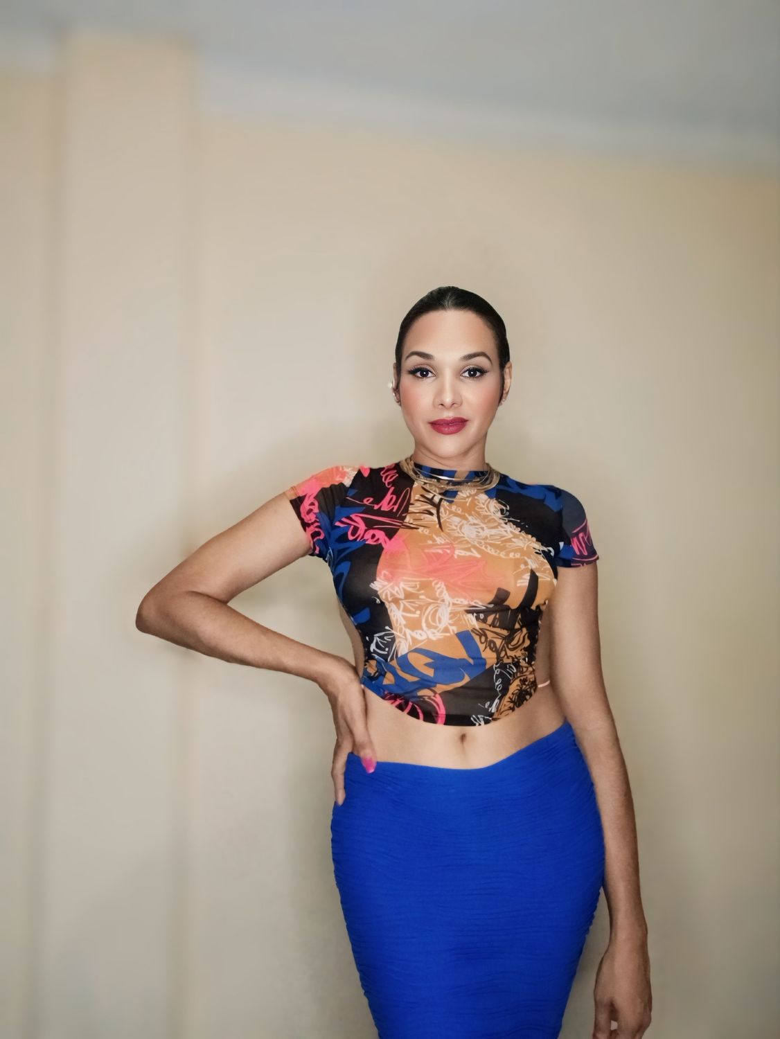 ROYAL BLUE MULTICOLOR TOP