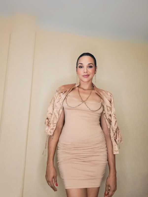GOLD CHAIN MIDI DRESS