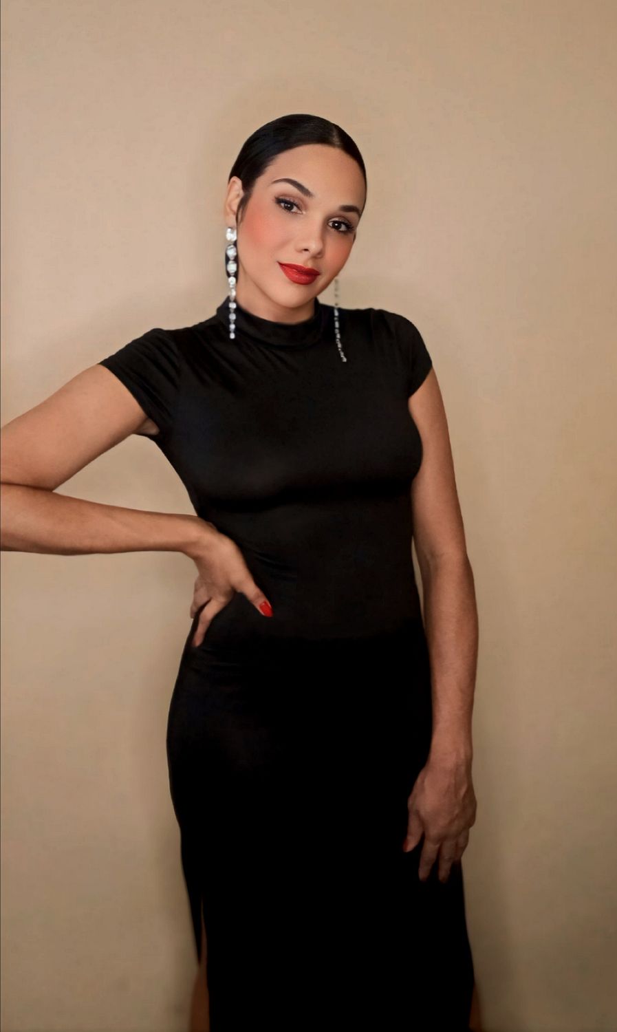 MOCK NECK LONG DRESS