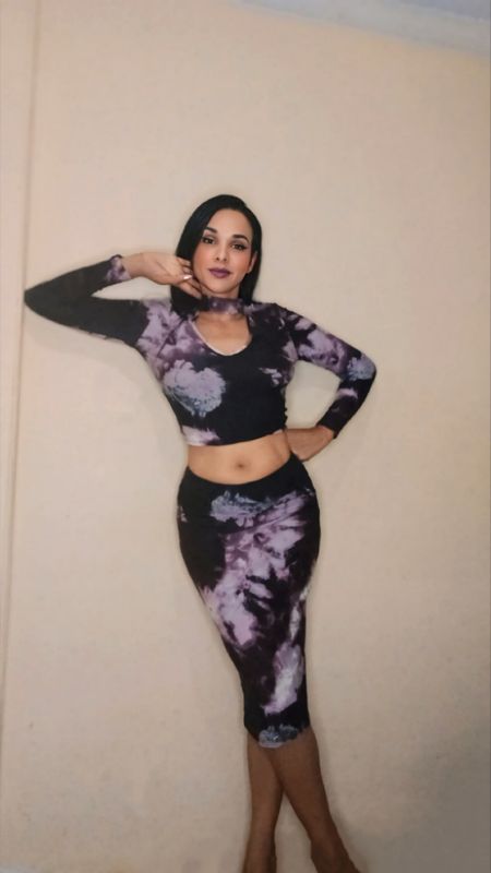 WATERCOLOR -INSPIRED PURPLE MIDI SKIRT SET