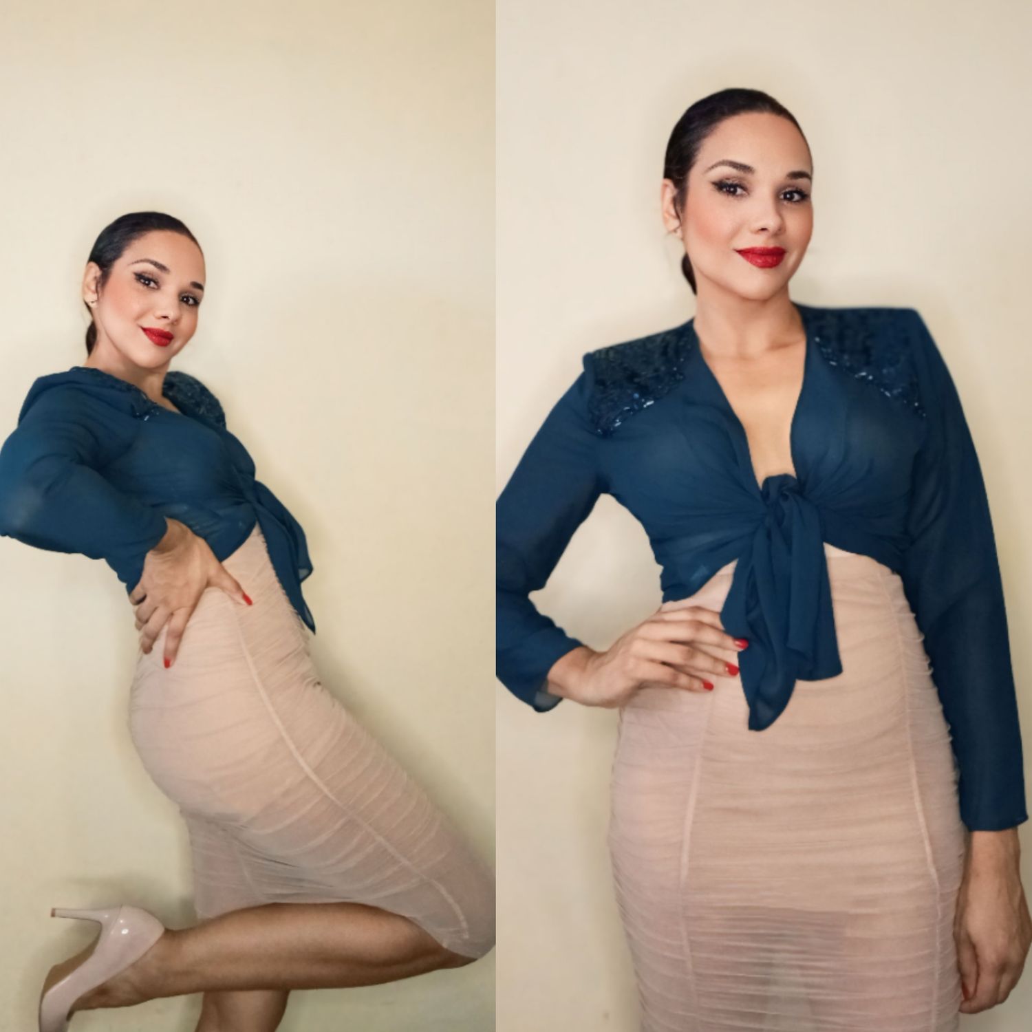 NUDE RUCHED MIDI SKIRT