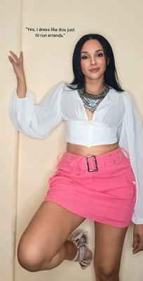 BELTED PATCH POCKET SKIRT