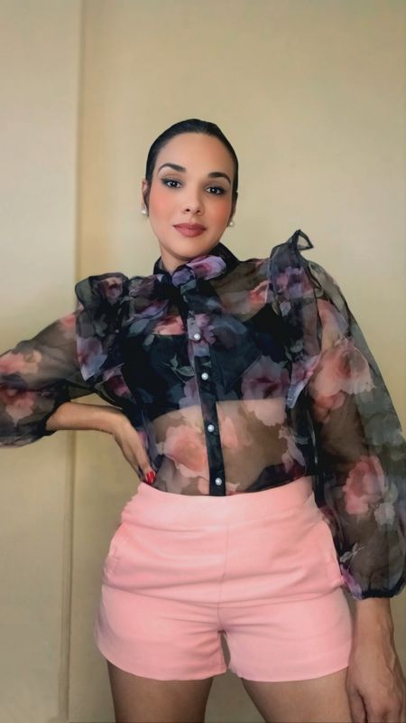 CHIFFON FIT &amp; FLARE SELFTIE BOW BLOUSE