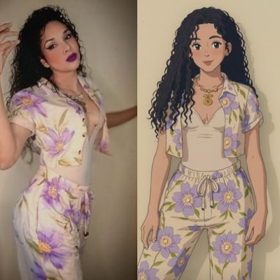 Floral wide pants set