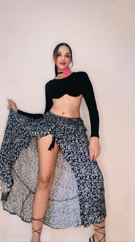  TIE FRONT LONG SKIRT
