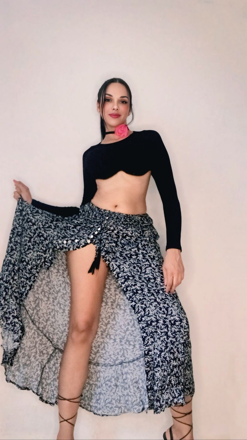  TIE FRONT LONG SKIRT