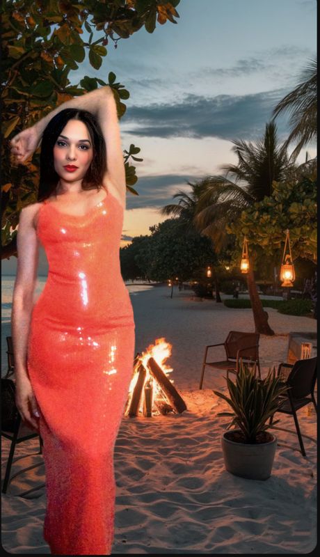 &quot;Sunset Siren Sequin Dress – Coral Sparkle&quot;