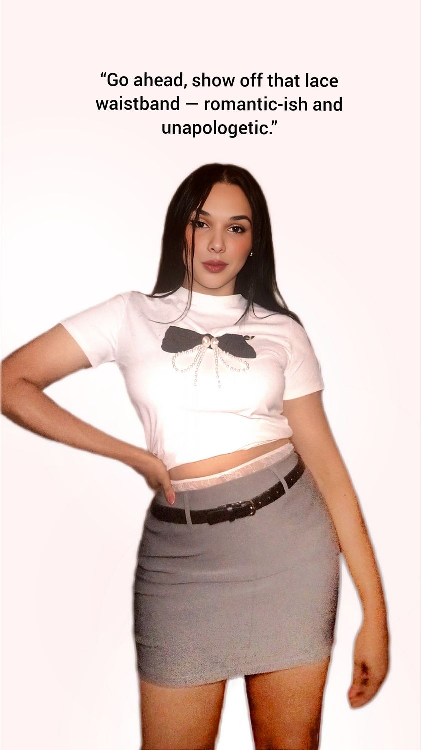 NameSleek Charm Lace-Waist Mini Skirt 