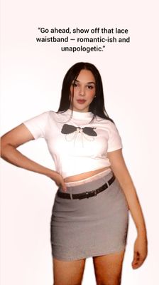 NameSleek Charm Lace-Waist Mini Skirt 