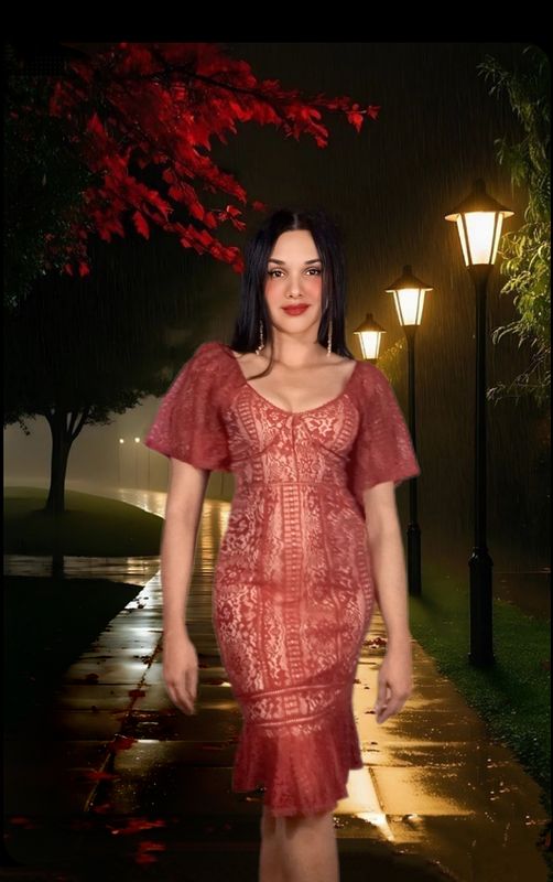 AUTUMN LACE GLOW MIDI DRESS