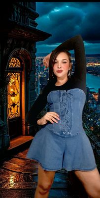 MIDNIGHT LACE-UP DENIM ROMPER