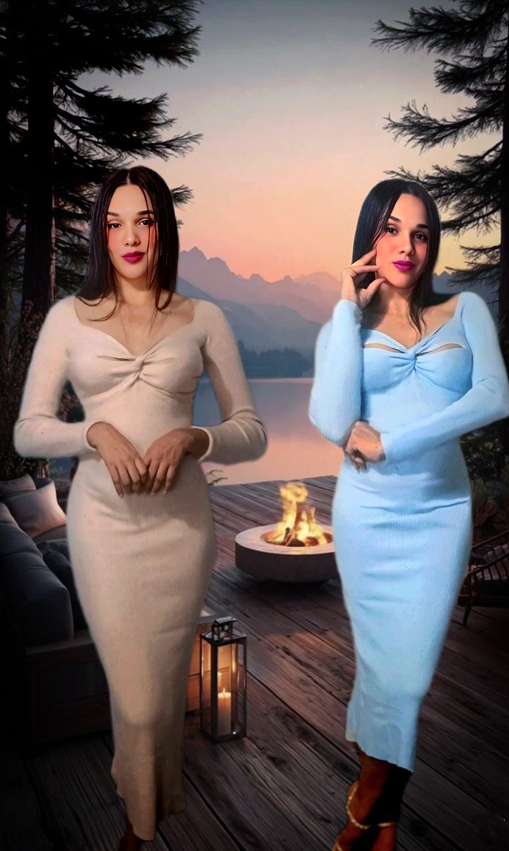 AIRY SOFT V-NECK LONG SLEEVE MIDI SWEATER DRESS