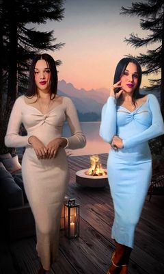 AIRY SOFT V-NECK LONG SLEEVE MIDI SWEATER DRESS