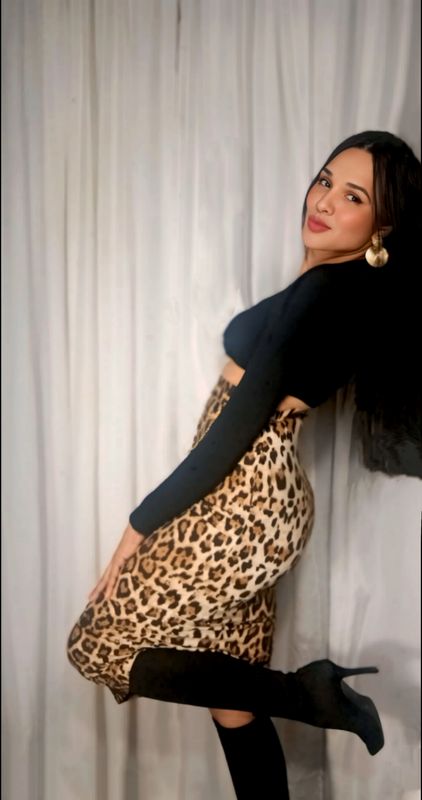 LEOPARD HIGHT WAIST RUCHED MIDI SKIRT
