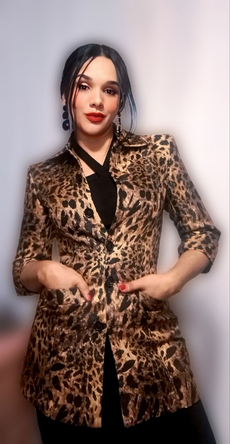 GOLD LEOPARD SPARKLE BLAZER