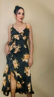 PRINTED SATIN SLIP MIDI DRESS
