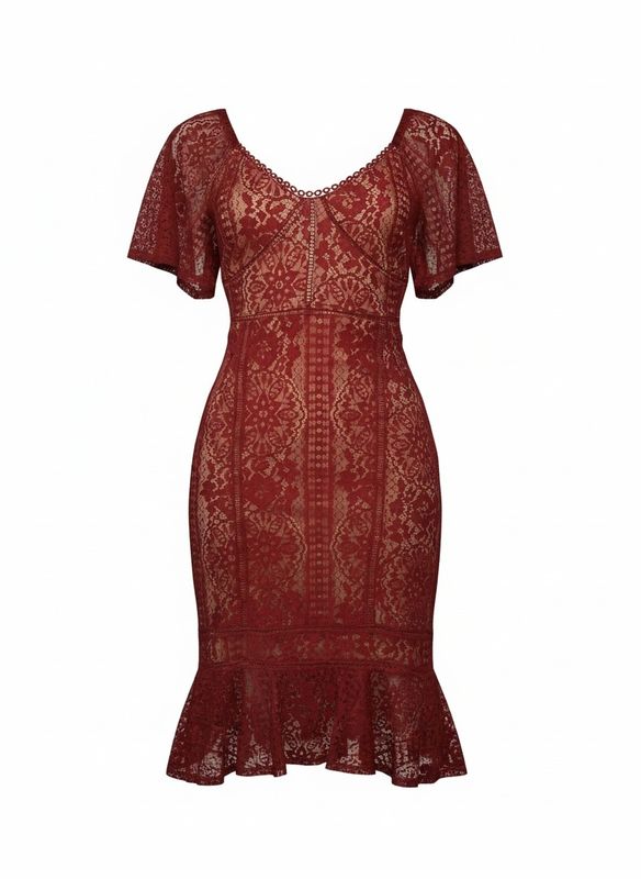 AUTUMN LACE GLOW MIDI DRESS