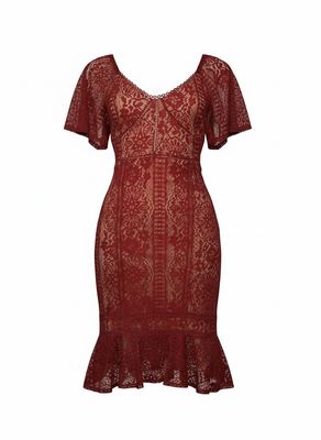 AUTUMN LACE GLOW MIDI DRESS
