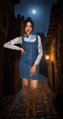 BLUE OBSSESION WASH DENIM MINI DRESS
