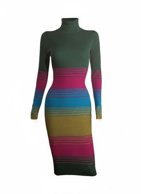 STRIPE RIB SLEEVE MAXI DRESS