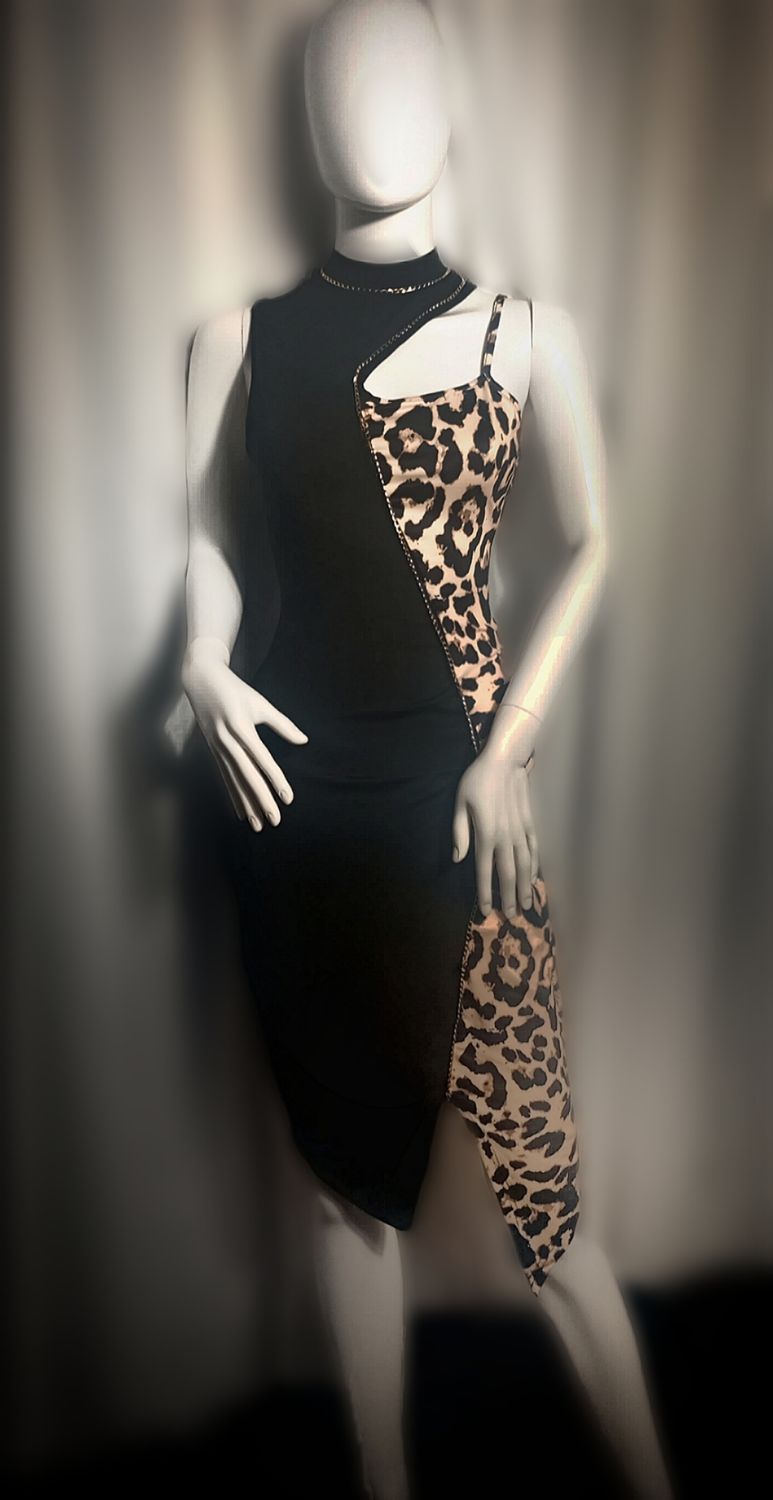 CHAIN REACTION LEOPARD MIDI DRESS