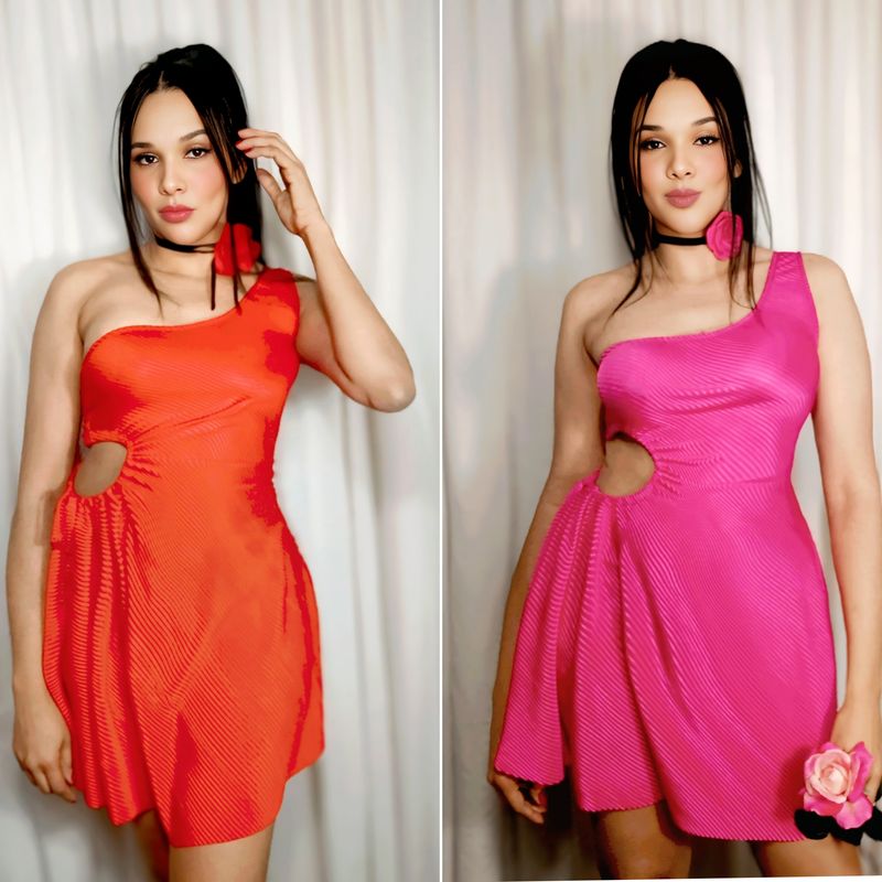 PINK ONE SHOULDER MINI DRESS