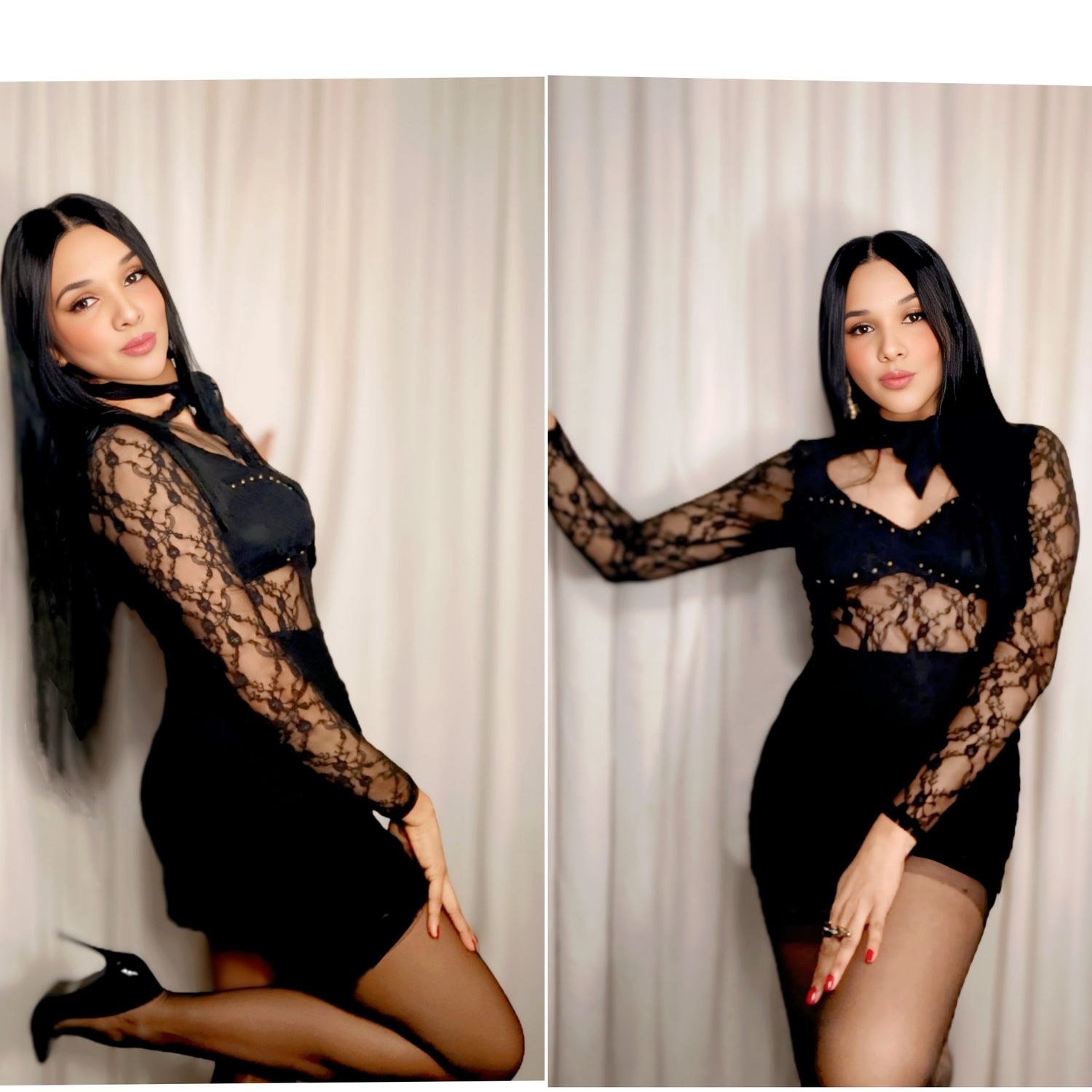 L-SLEEVES LACE MINI DRESS