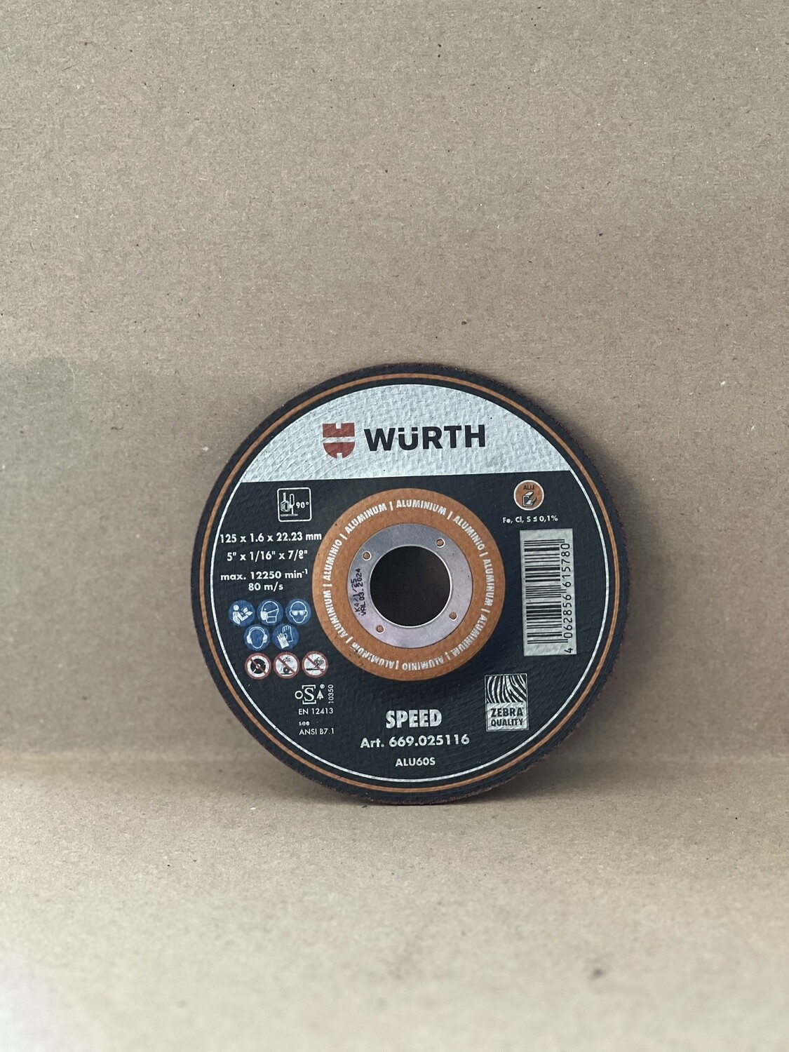 Wurth Aluminum Grinding Wheel, 5"x1/16"x7/8"