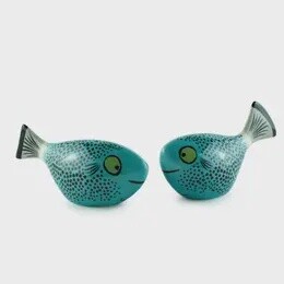 SALT AND PEPPER TEAL BLUE FISH HANDMADE