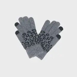 GLOVES WOMENS GREY LEOPARD O/S