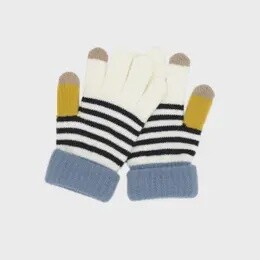 STRIPED GLOVES WHITE WOMENS O/S