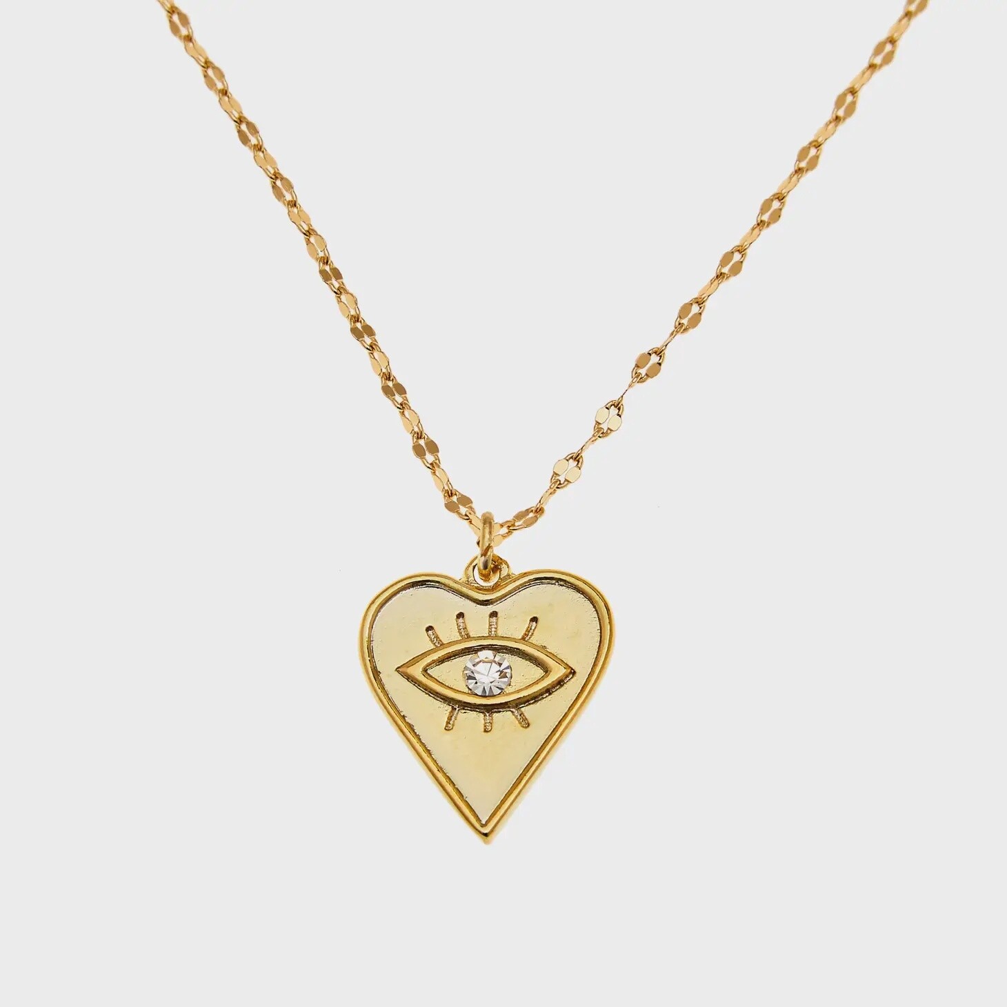 NECKLACE GOLD HEART EVIL EYE