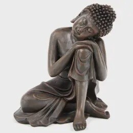 THAI BUDDHA HEAD ON KNEE WOOD