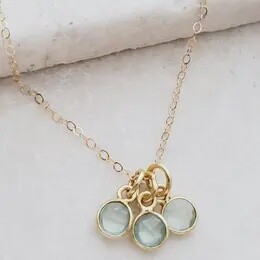 NECKLACE GEMSTONE CLUSTER TRIO AQUA