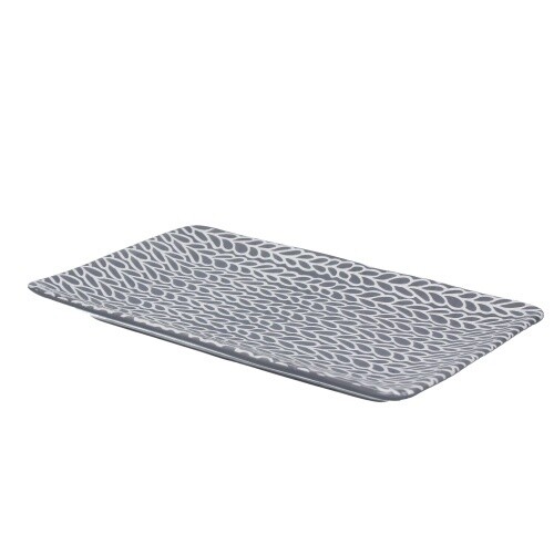 TRINKET DISH CERAMIC LEAVES GREY/WTE