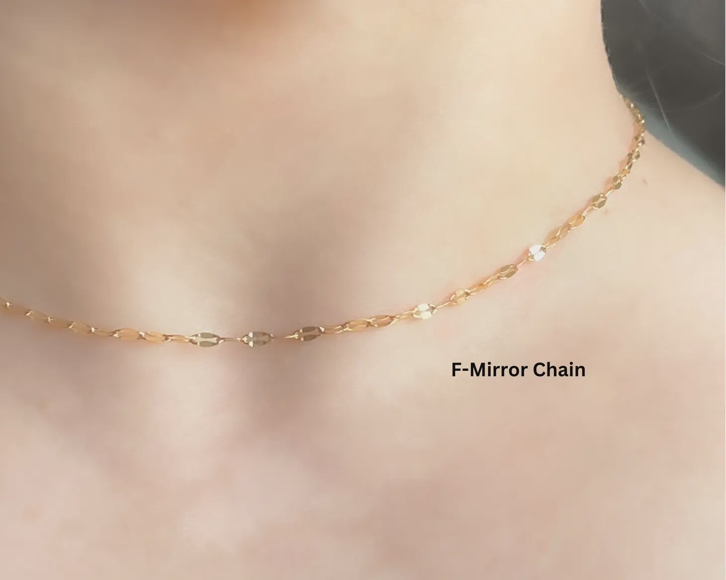 NECKLACE DAINTY 18K GOLD PLATED mirror chain