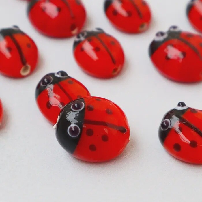 Ladybug beads Murano glass hand blown