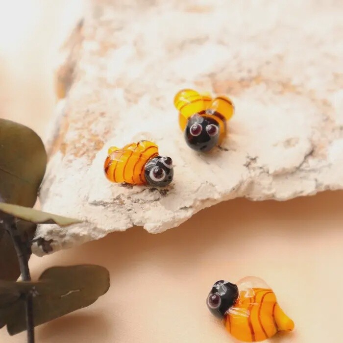 Murano Glass bee beads hand blown