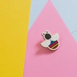 Bob the Bee Wooden Brooch