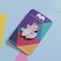 Axolotl Wooden Brooch