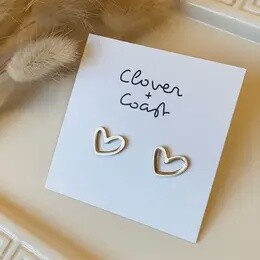 GOLD PLATED HOLLOW HEART STUDS